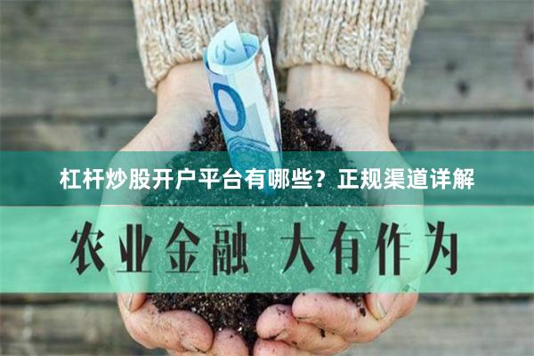 杠杆炒股开户平台有哪些？正规渠道详解